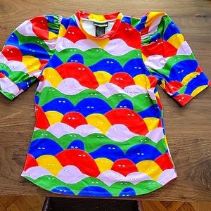 NWOT Nooworks rainbow lumps puff sleeve